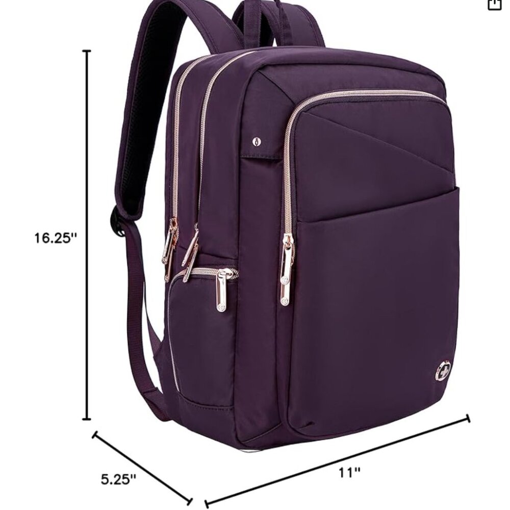 Swissdigital Design Business Laptop Backpack in purple with Rose Gold Zip